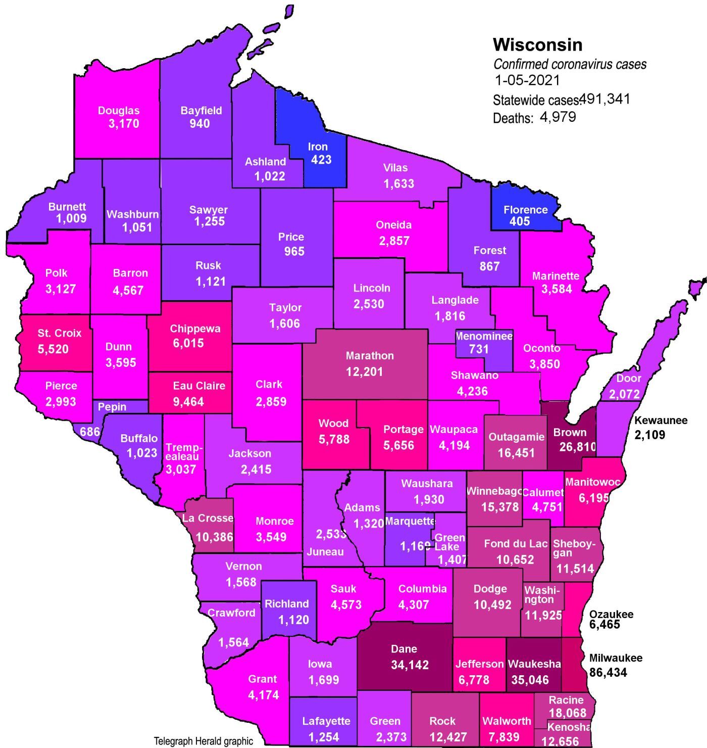 Where is COVID-19 in Wisconsin 01-05-2021